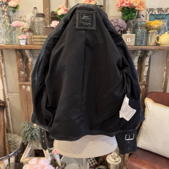 Real Leather ZARA BLACK MOTORCYCLE JACKET DISTRESSED Buttery Soft Leather | M - Picture 13 of 13
